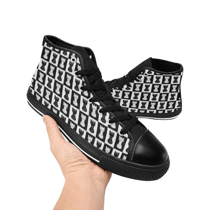 Chess Black And White - Women's High Top Canvas Shoes