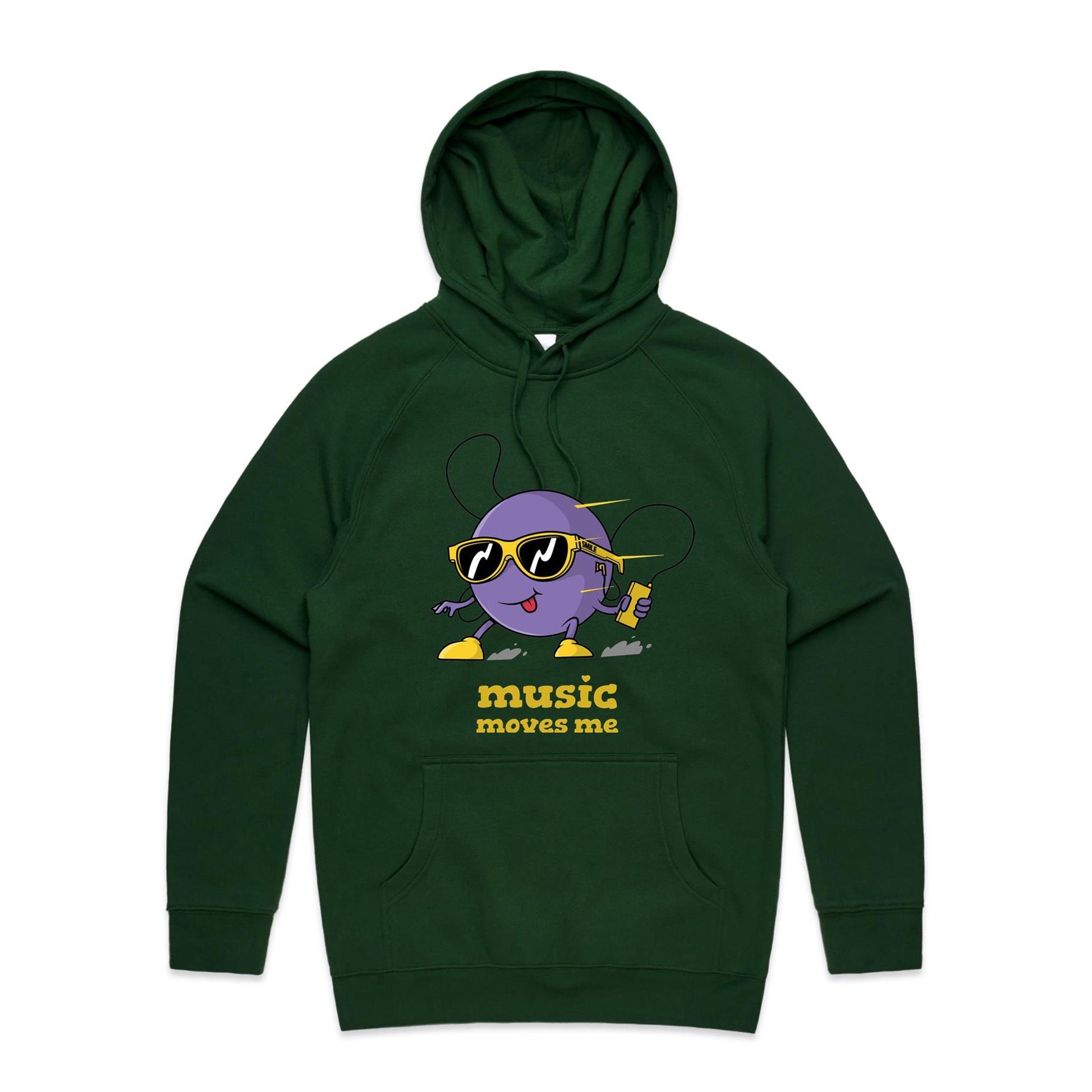 Music Moves Me, Earbuds - Supply Hood Forest Green Mens Supply Hoodie Music
