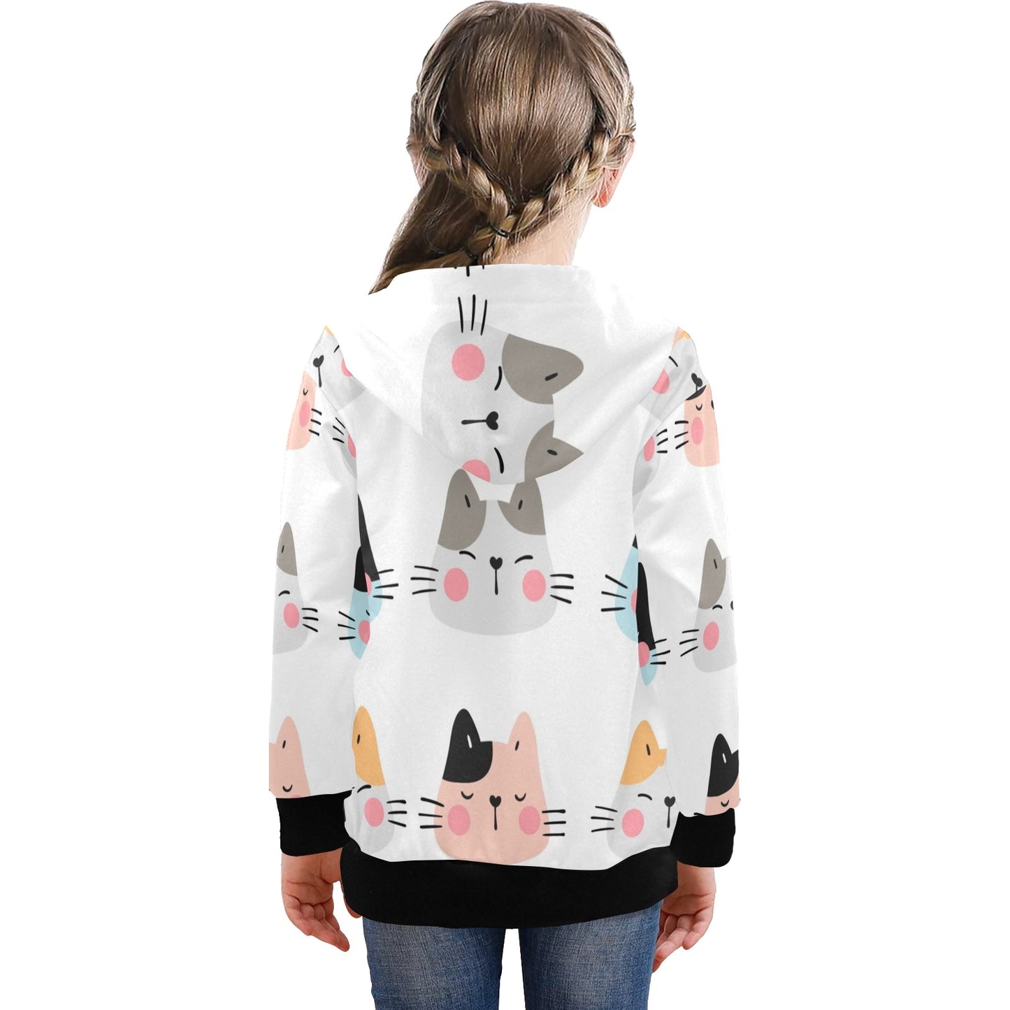 Cat Faces - Senior Girls Zip Up Hoodie