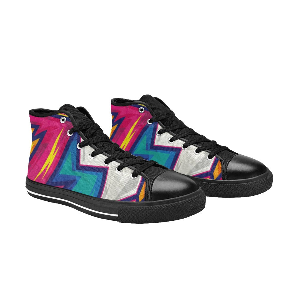 Abstract Bright - Women's High Top Canvas Shoes