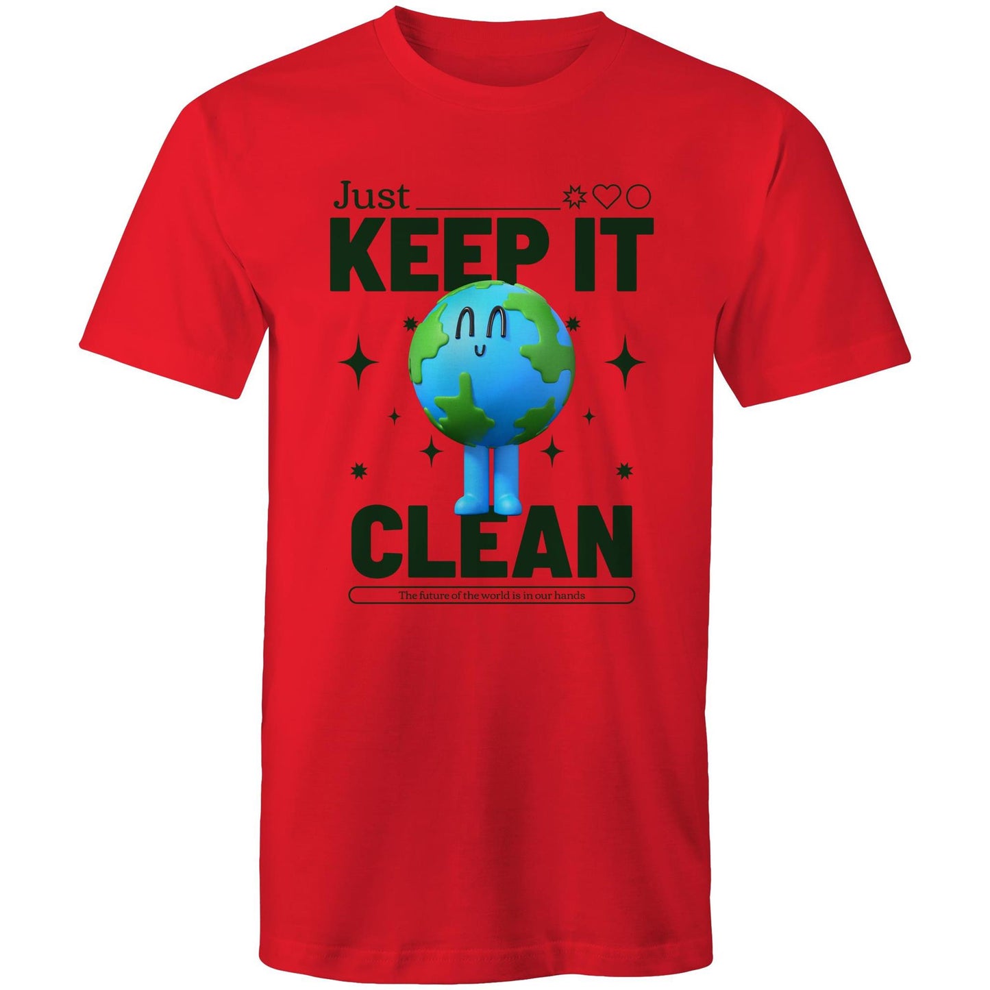 Earth, Just Keep It Clean - Mens T-Shirt Red Mens T-shirt Environment Printed In Australia