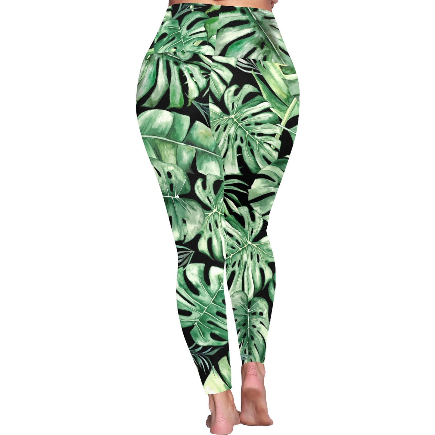 Jungle Leaves - Womens High Waist Leggings (Sizes 16-22)