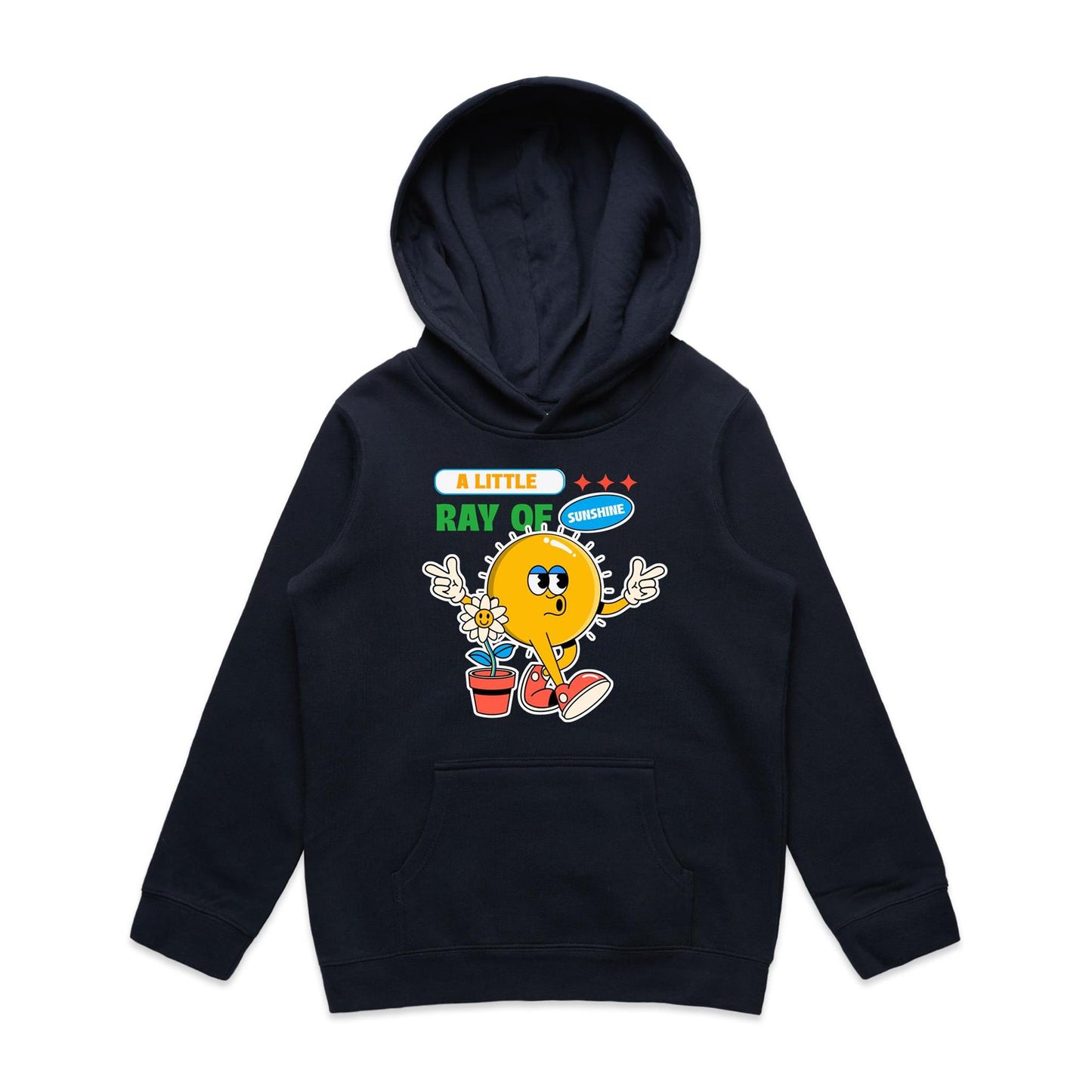 A Little Ray Of Sunshine - Youth Supply Hood Navy Kids Hoodie Retro Summer