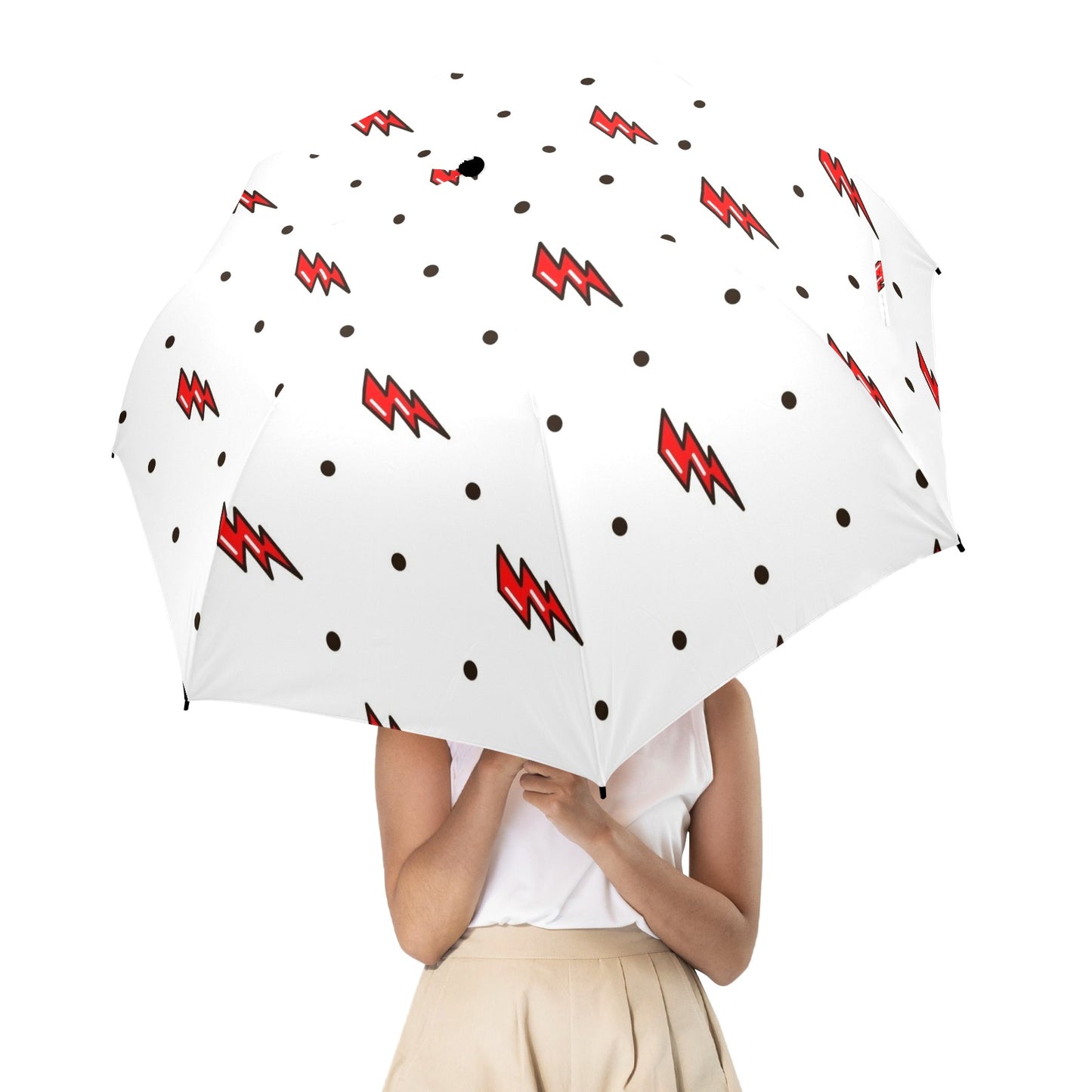 Red Lightning - Semi-Automatic Foldable Umbrella