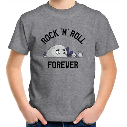 Rock 'N' Roll Forever - Kids Youth T-Shirt Grey Marle Kids Youth T-shirt Music
