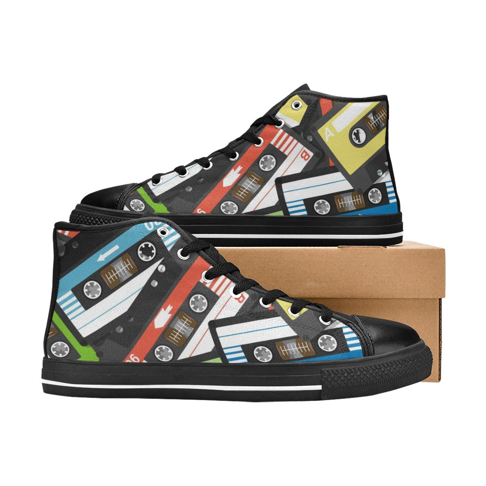 Cassette Tapes - Men's High Top Canvas Shoes