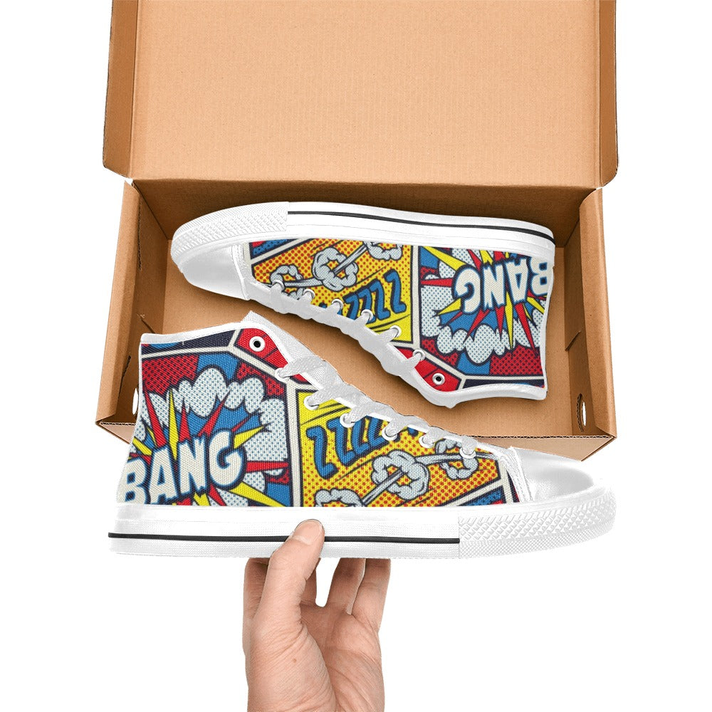 Comic Book - Kids High Top Canvas Shoes