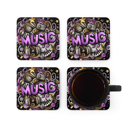 Music - Corkwood Coaster Set Cork 3.75" × 3.75" Square Coaster