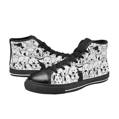 Black And White Dogs - Kids' High Top Canvas Shoes