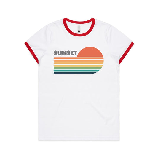 Retro Sunset - Women's Ringer Tee