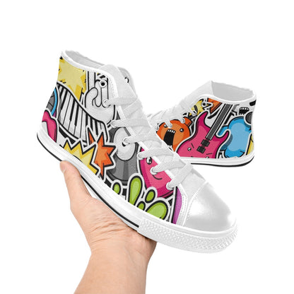 Sticker Music - Men's High Top Canvas Shoes