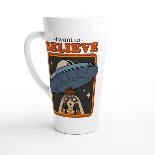 UFO, I Want To Believe - White Latte 17oz Ceramic Mug Default Title Latte Mug Retro Sci Fi