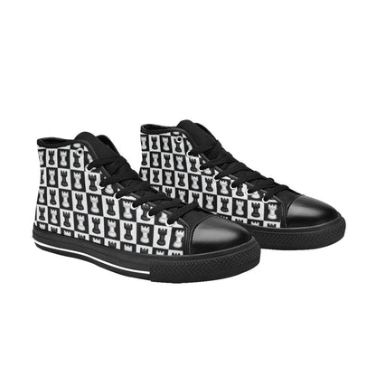 Chess Black And White - Men's High Top Canvas Shoes