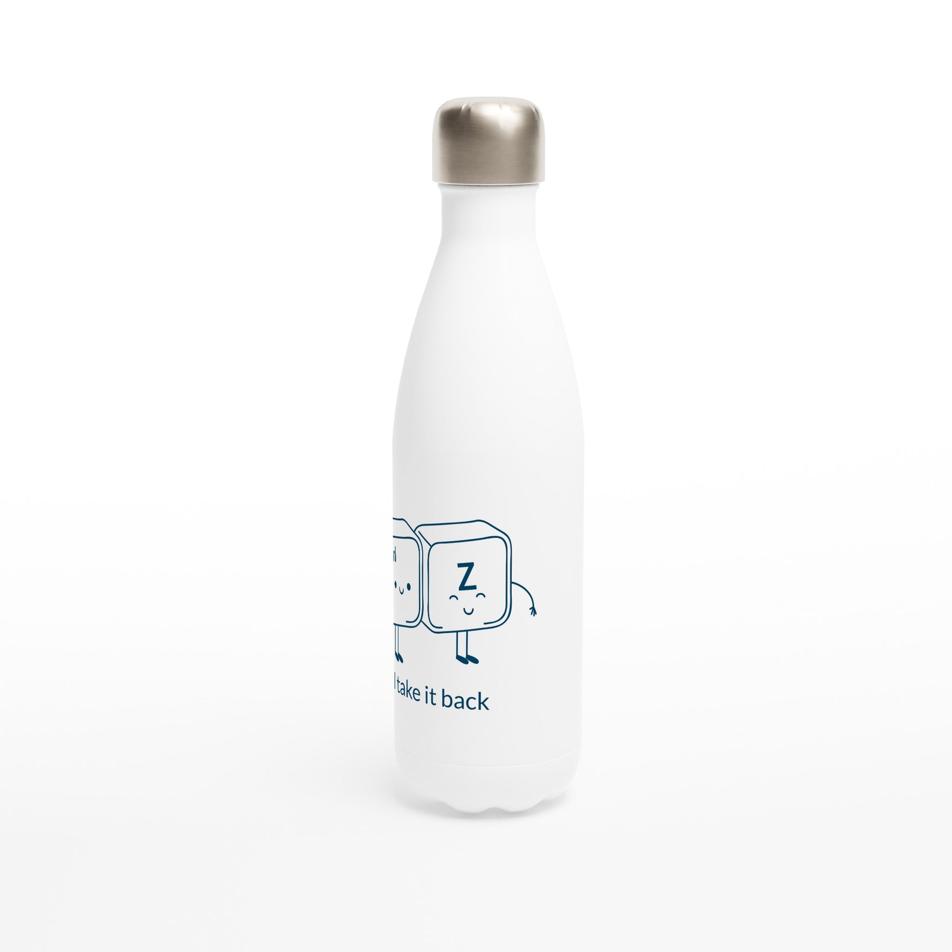 Control Z, I Take It Back - White 17oz Stainless Steel Water Bottle White Water Bottle Globally Fulfilled Tech