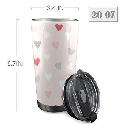 Pretty Hearts - 20oz Travel Mug / Tumbler 20oz Travel Mug / Tumbler Love Printed Offshore