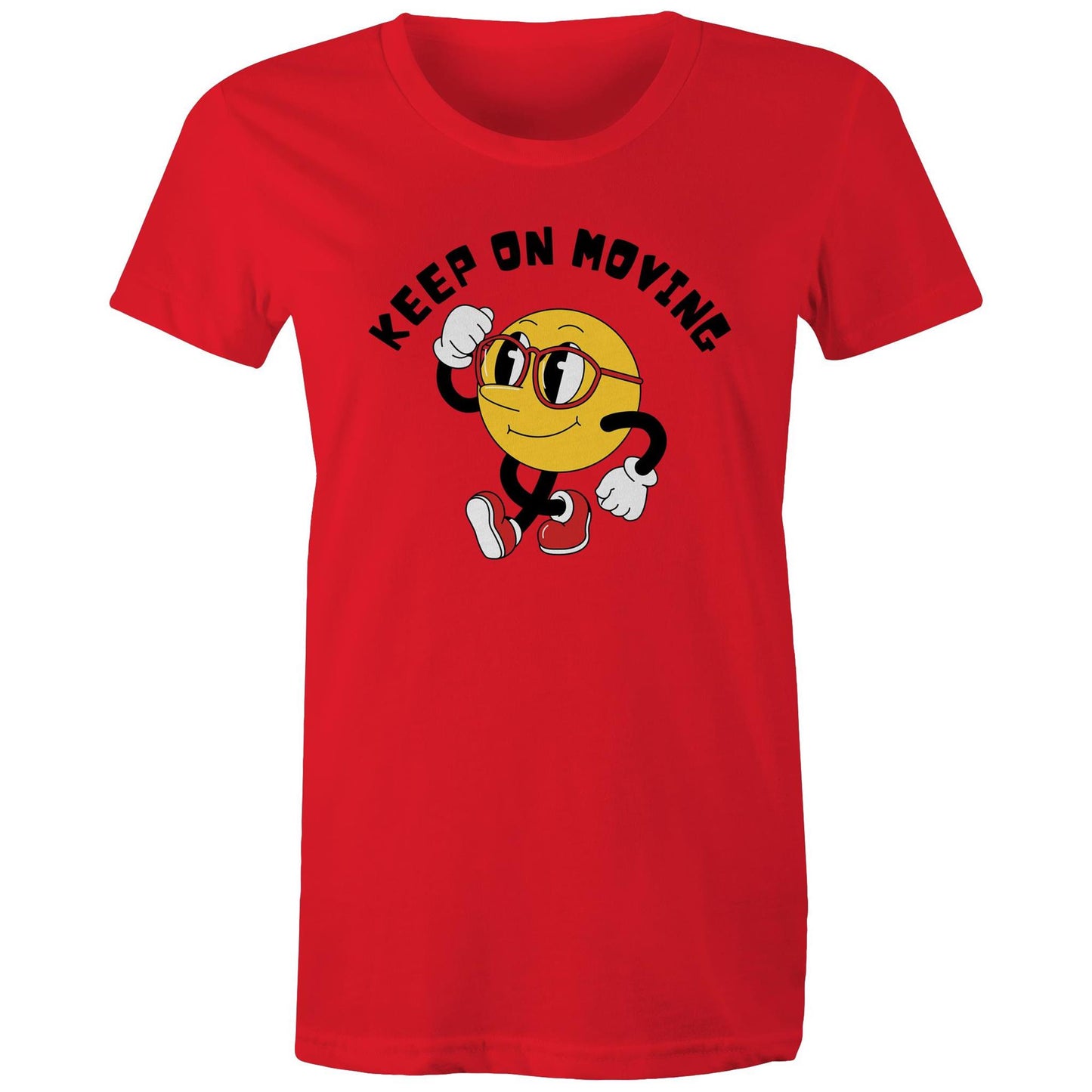 Keep On Moving - Womens T-shirt Red Womens T-shirt Fitness Printed In Australia