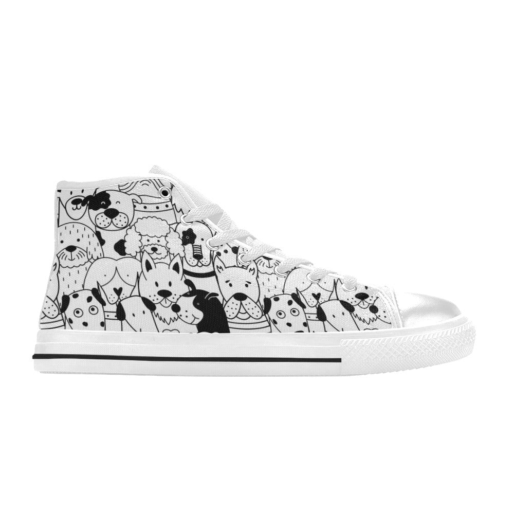 Black And White Dogs - Men's High Top Canvas Shoes