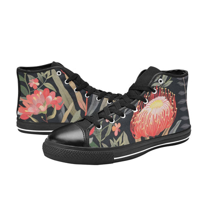 Australian Waratah Flower - Women's High Top Canvas Shoes