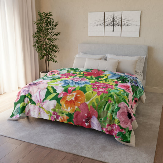 Bright Floral - Soft Polyester Blanket 60" × 80" Blanket Plants