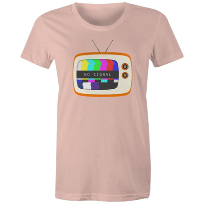 Retro Television, No Signal - Womens T-shirt Pale Pink Womens T-shirt Retro