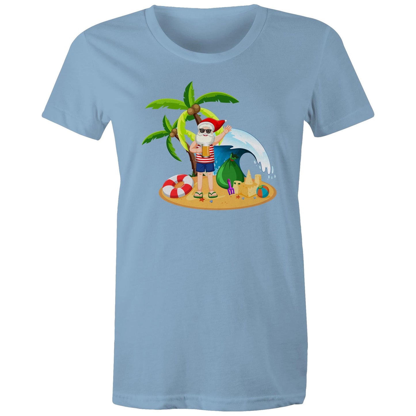 Summer Surf Santa - Womens T-shirt