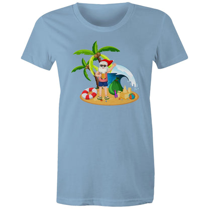 Summer Surf Santa - Womens T-shirt