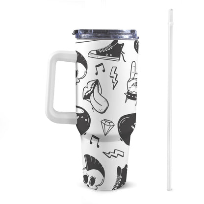 Rock Music - 40oz Tumbler with White Handle