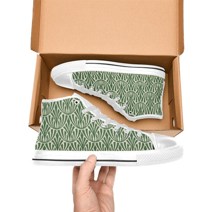 Green Pattern - Men's High Top Canvas Shoes