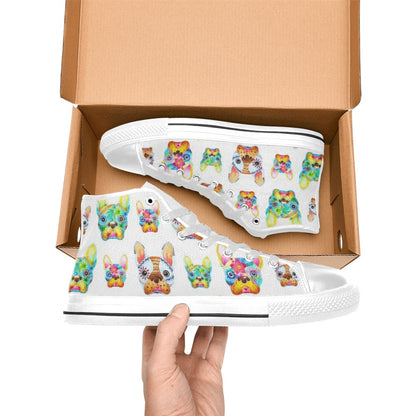 French Bulldog - Women's High Top Canvas Shoes