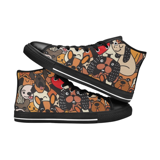 Dog Crowd - Women's High Top Canvas Shoes