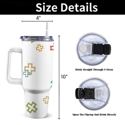 x + - 40oz Tumbler with White Handle