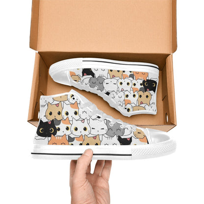 Cute Cartoon Cats - Men's High Top Canvas Shoes