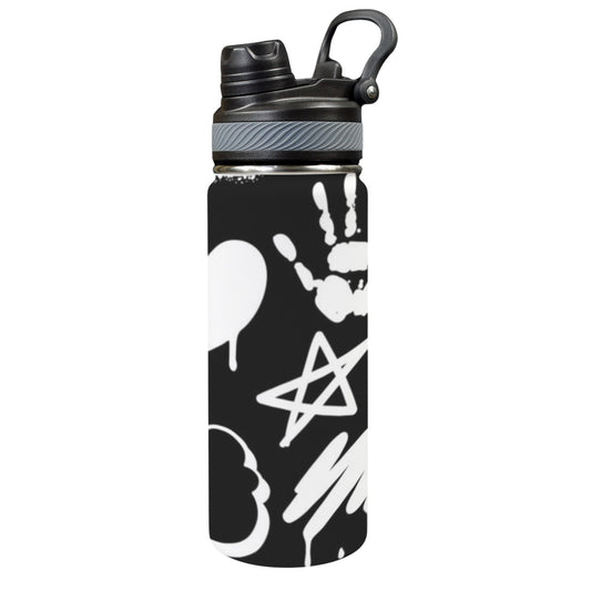 Bold Graffiti - Insulated Water Bottle with Dual-Use Lid (18oz)