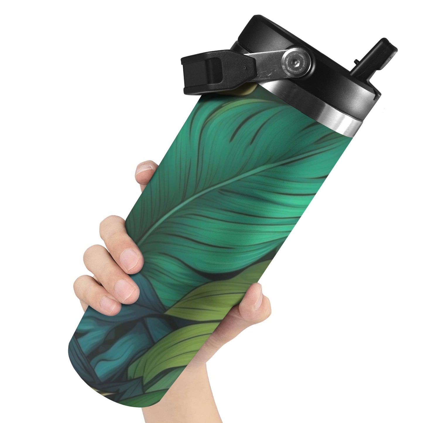 Tropical Leaves - 30oz Tumbler with Top Handle