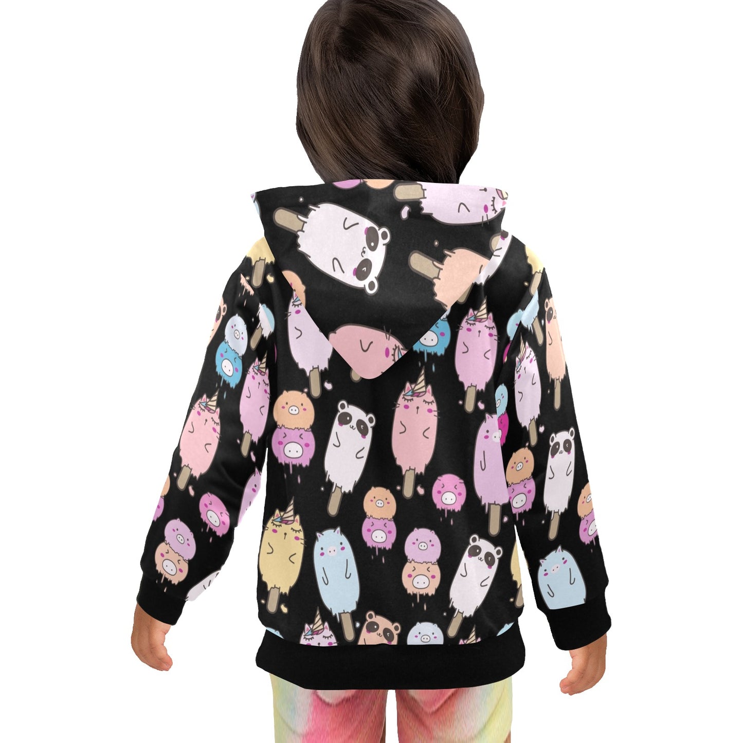 Cute Animal Ice Blocks - Junior Girls Zip Up Hoodie