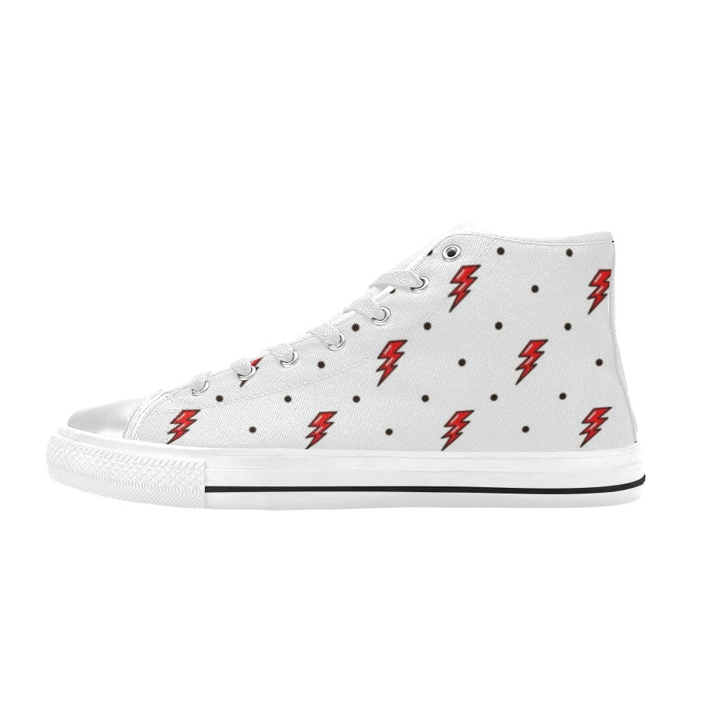 Red Lightning - Kids High Top Canvas Shoes