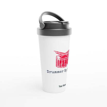 Personalised - Drummer By Night - White 15oz Stainless Steel Travel Mug Personalised Travel Mug