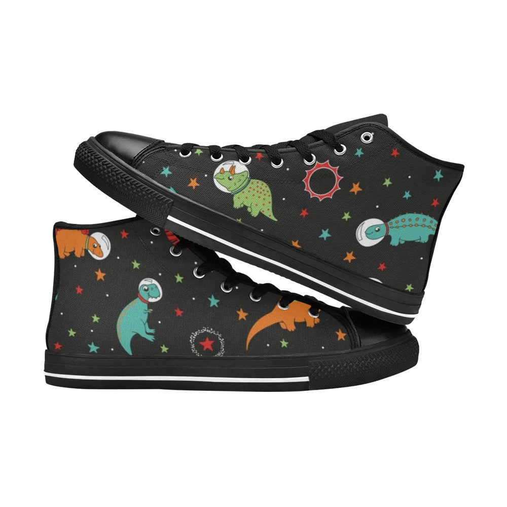 Astronaut Dinosaurs - Kids' High Top Canvas Shoes