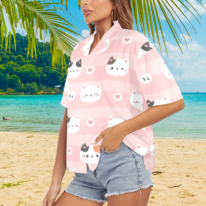 Pink Cats - Womens Hawaiian Shirt