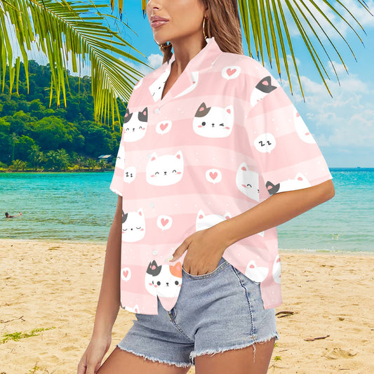 Pink Cats - Womens Hawaiian Shirt