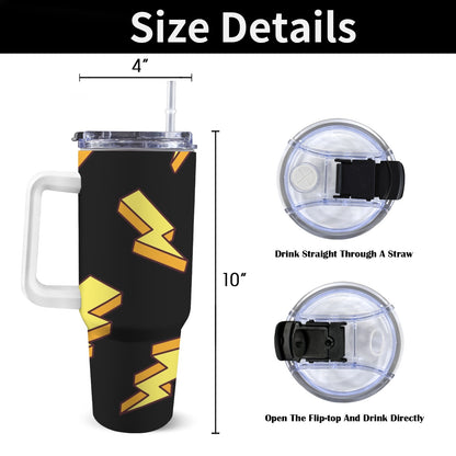 Lightning Bolts - 40oz Tumbler with White Handle