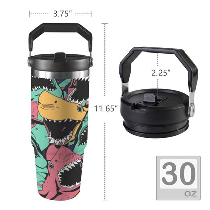 Scary Sharks - 30oz Tumbler with Top Handle