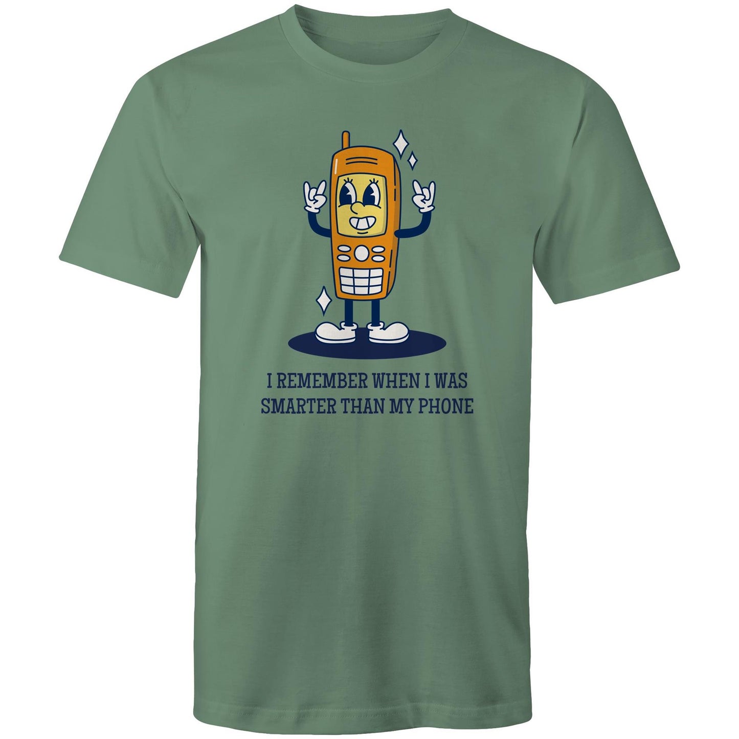 I Remember When I Was Smarter Than My Phone - Mens T-Shirt Sage Mens T-shirt Retro Tech