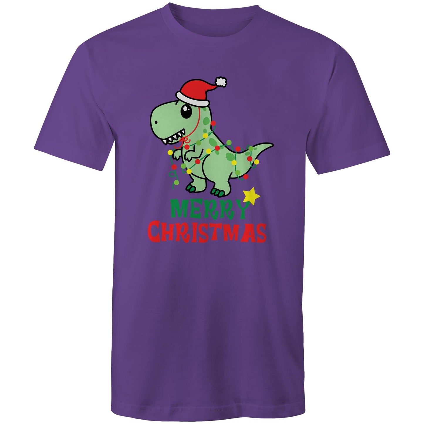 Dinosaur Santa, Merry Christmas - Mens T-Shirt