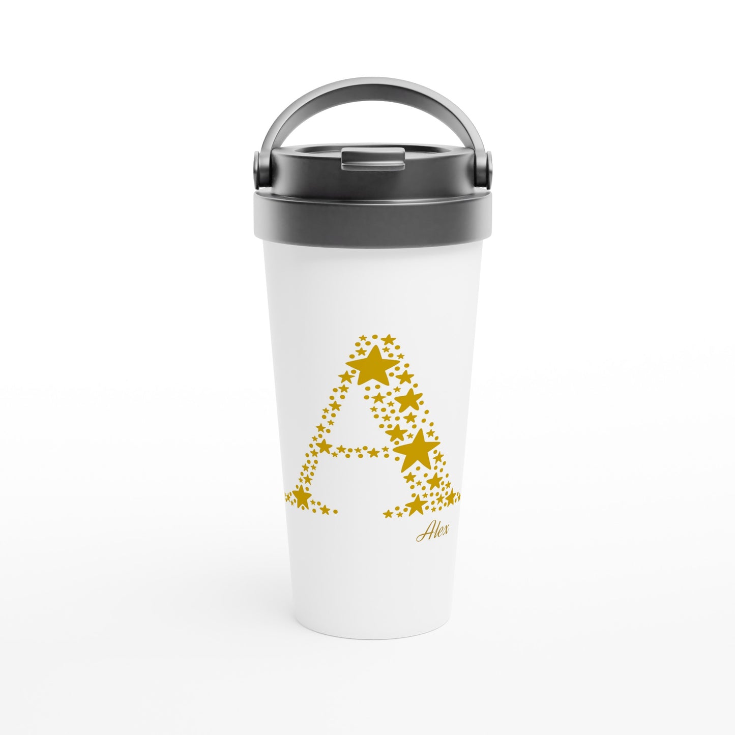 Personalised - Star Initial - White 15oz Stainless Steel Travel Mug Default Title Personalised Travel Mug