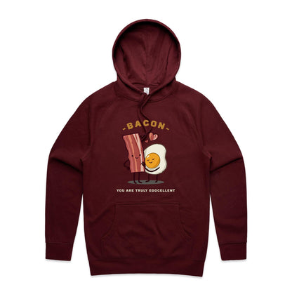 Bacon, You Are Truly Eggcellent - Supply Hood Burgundy Mens Supply Hoodie Food