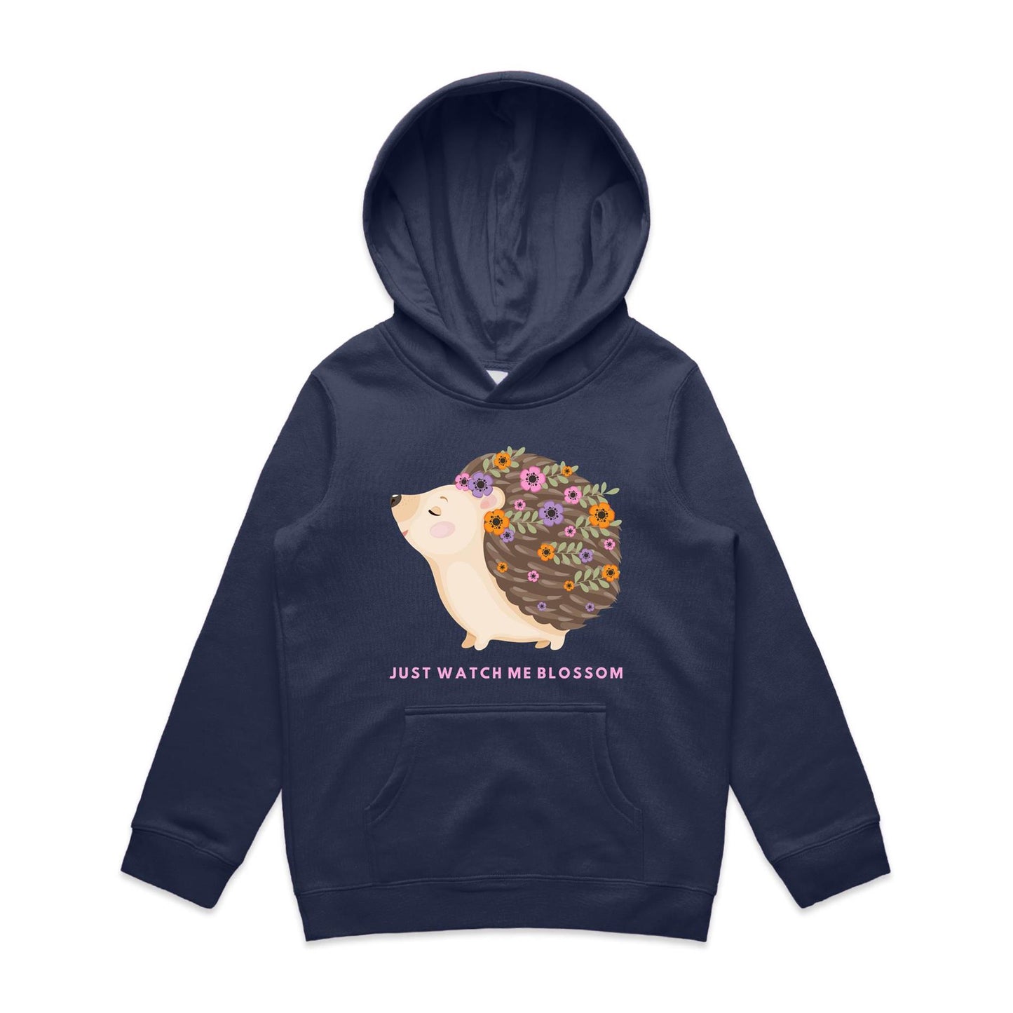 Just Watch Me Blossom - Youth Supply Hood Midnight Blue Kids Hoodie animal