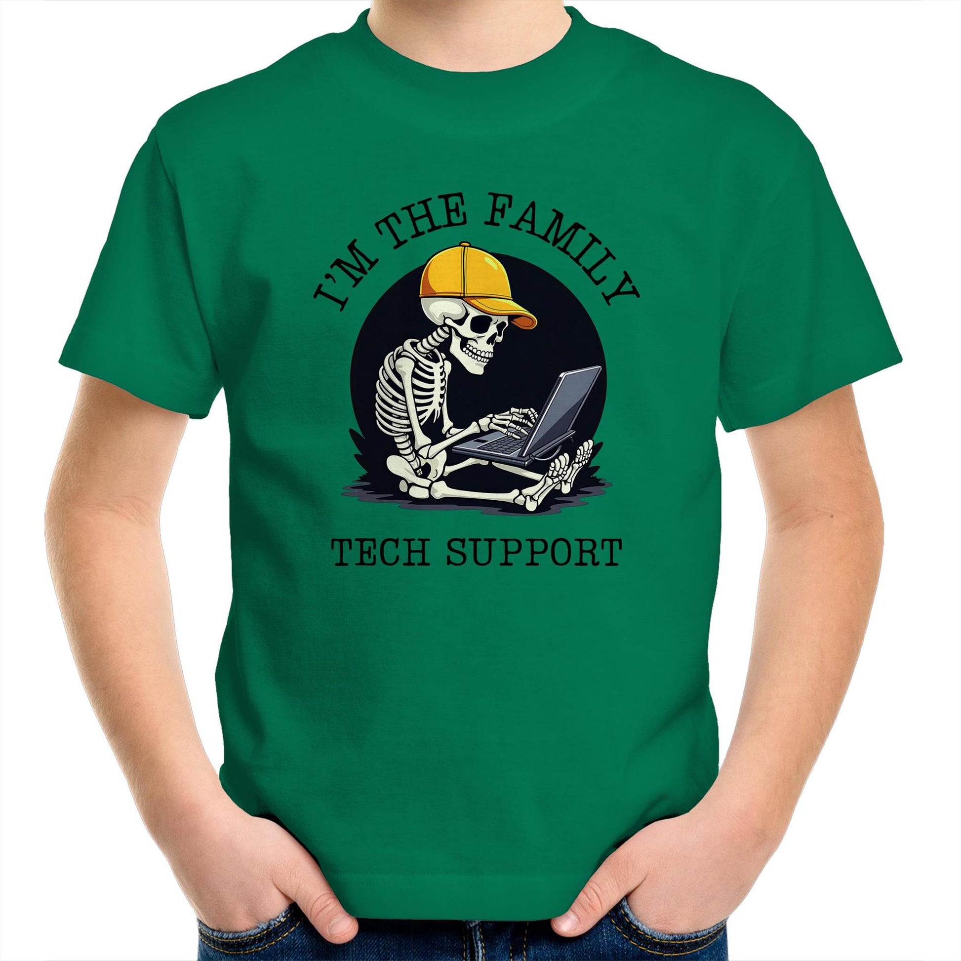 I'm The Family Tech Support - Kids Youth T-Shirt Kelly Green Kids Youth T-shirt Printed In Australia Tech