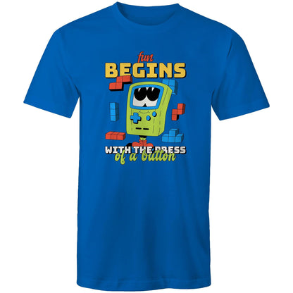 Fun Begins With The Press Of A Button, Video Game - Mens T-Shirt