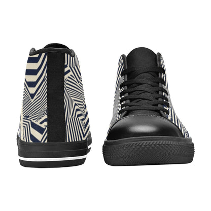 Crazy Lines - Women's High Top Canvas Shoes